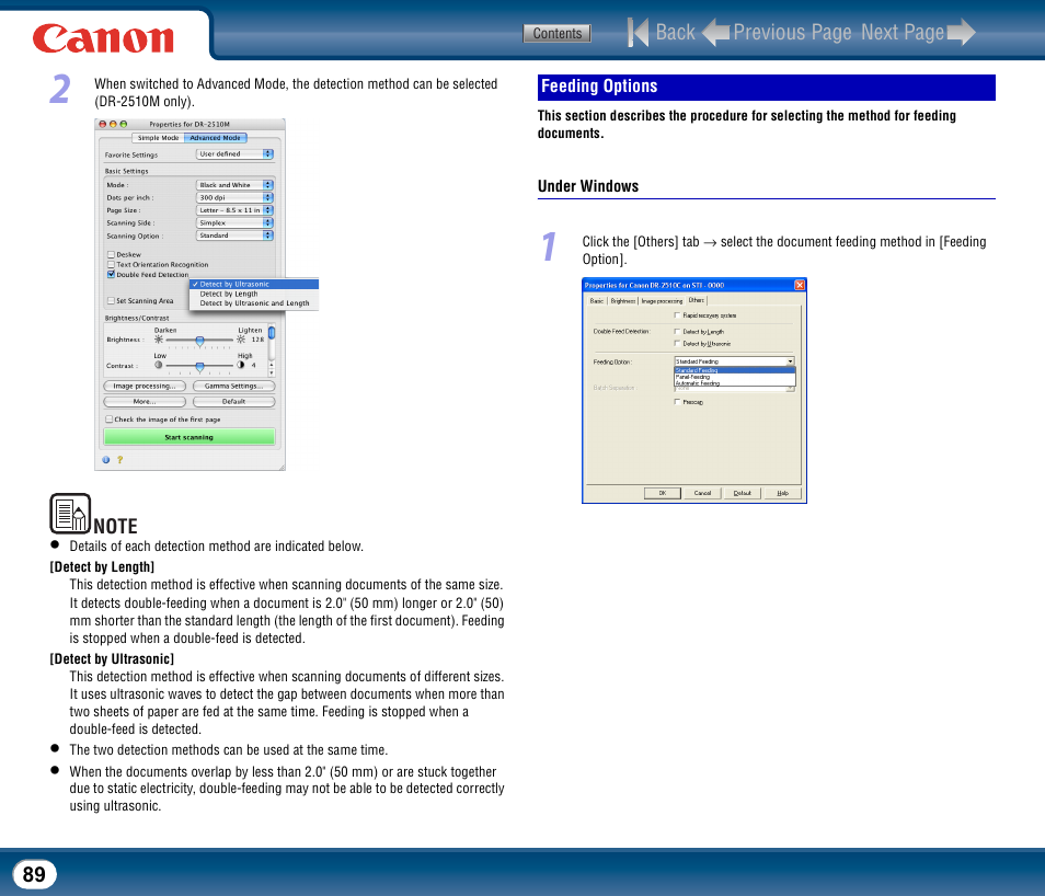 Feeding options | Canon DR-2510M User Manual | Page 89 / 118