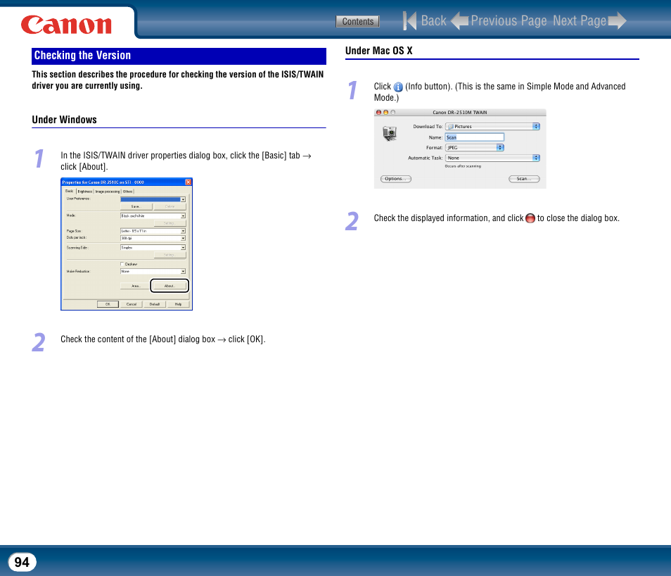 Checking the version | Canon DR-2510M User Manual | Page 94 / 118