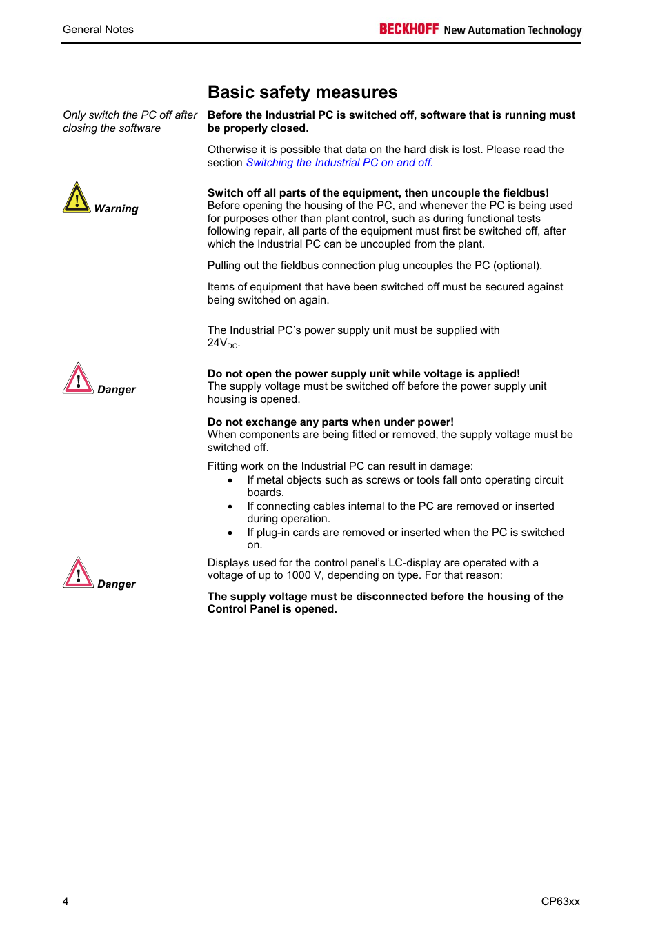 Basic safety measures | BECKHOFF CP63xx User Manual | Page 6 / 27