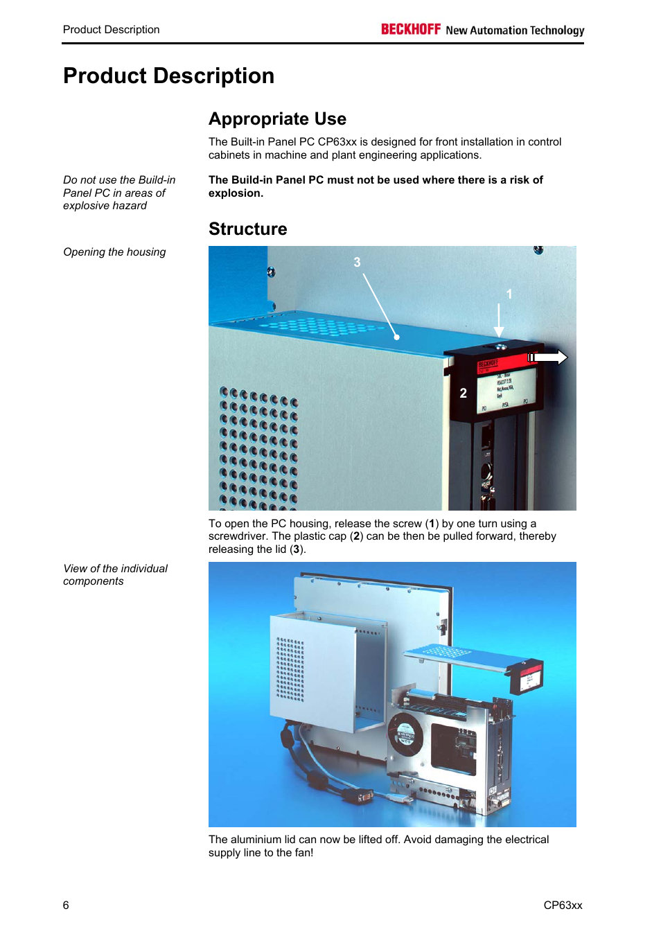 Product description, Appropriate use, Structure | Chapter) | BECKHOFF CP63xx User Manual | Page 8 / 27