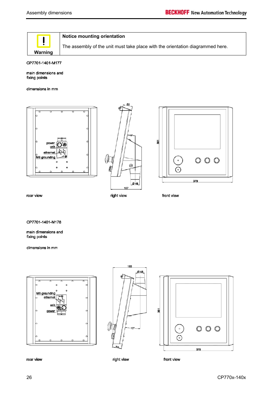 BECKHOFF CP770x-140x User Manual | Page 28 / 38