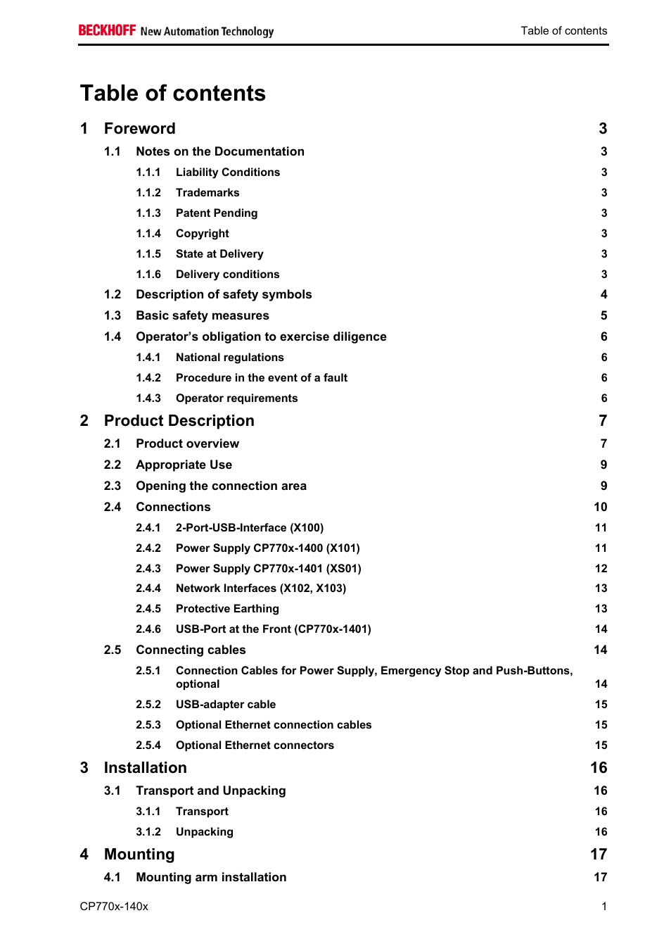 BECKHOFF CP770x-140x User Manual | Page 3 / 38