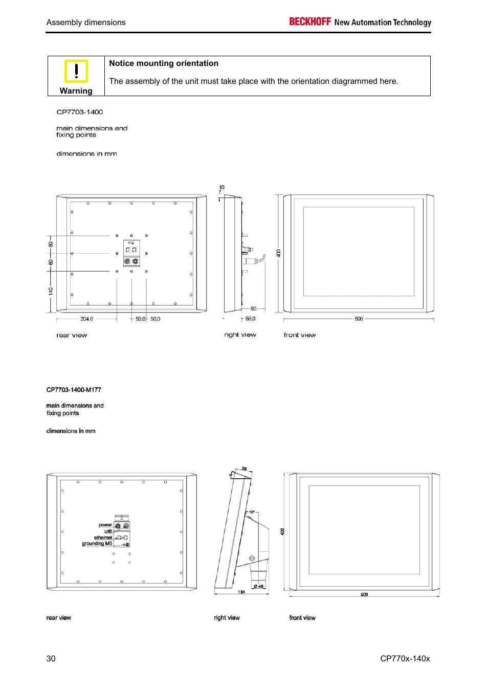 BECKHOFF CP770x-140x User Manual | Page 32 / 38