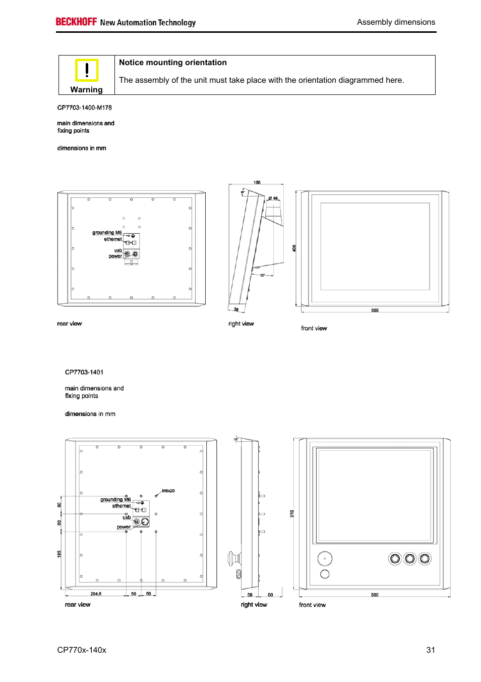 BECKHOFF CP770x-140x User Manual | Page 33 / 38