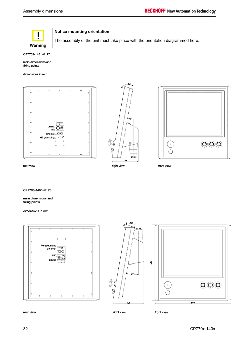 BECKHOFF CP770x-140x User Manual | Page 34 / 38