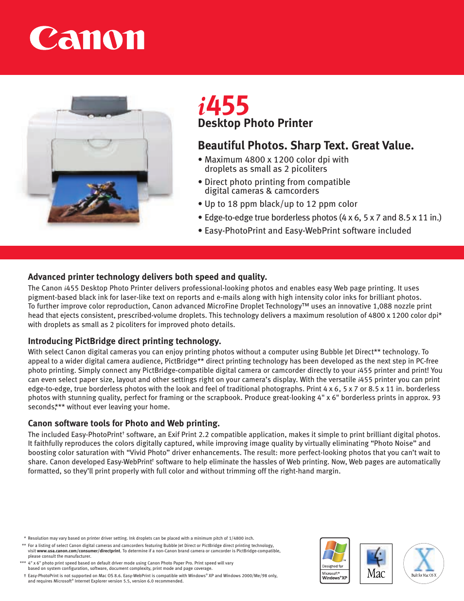 Canon i 455 User Manual | 2 pages