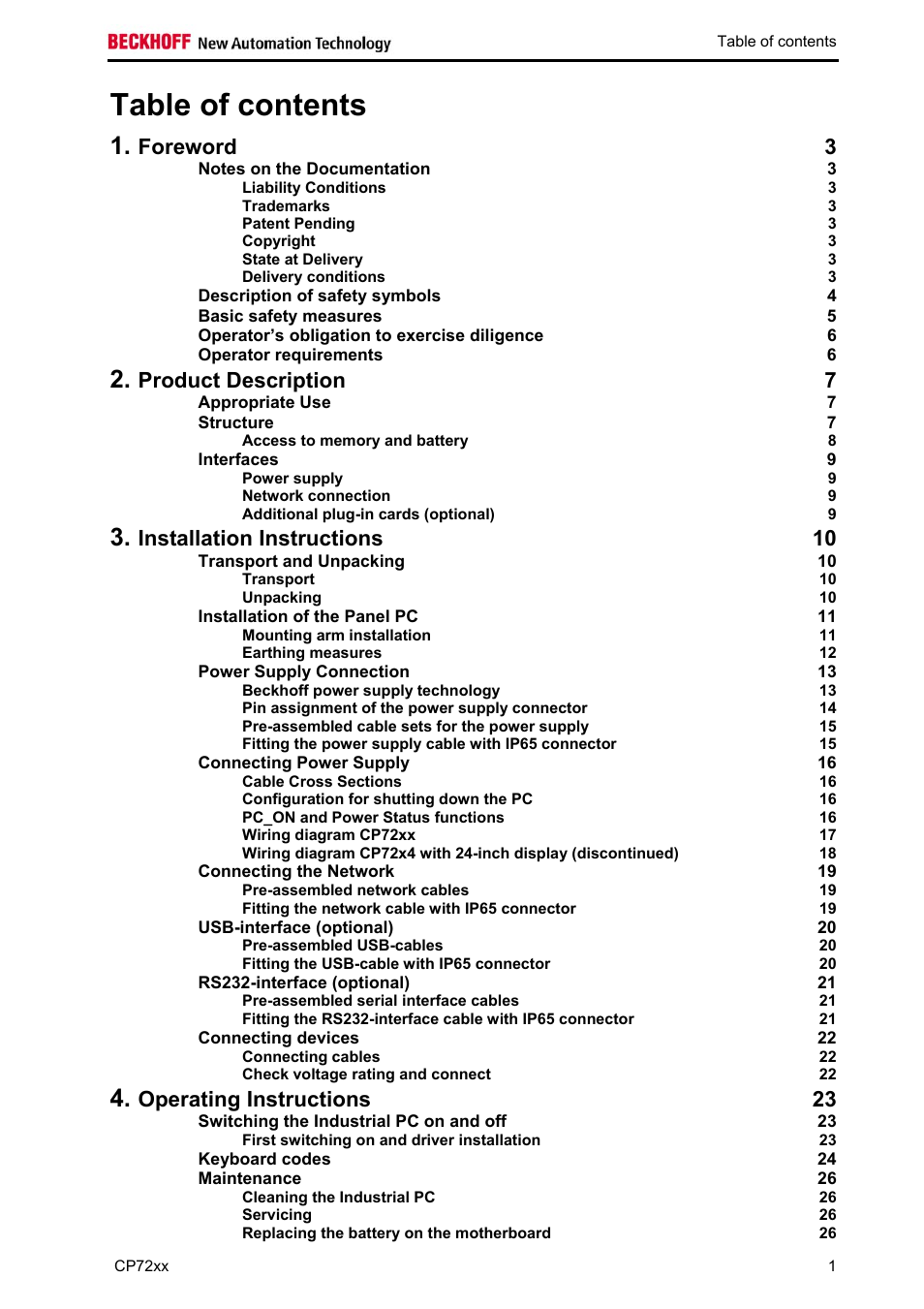 BECKHOFF CP72xx User Manual | Page 3 / 37