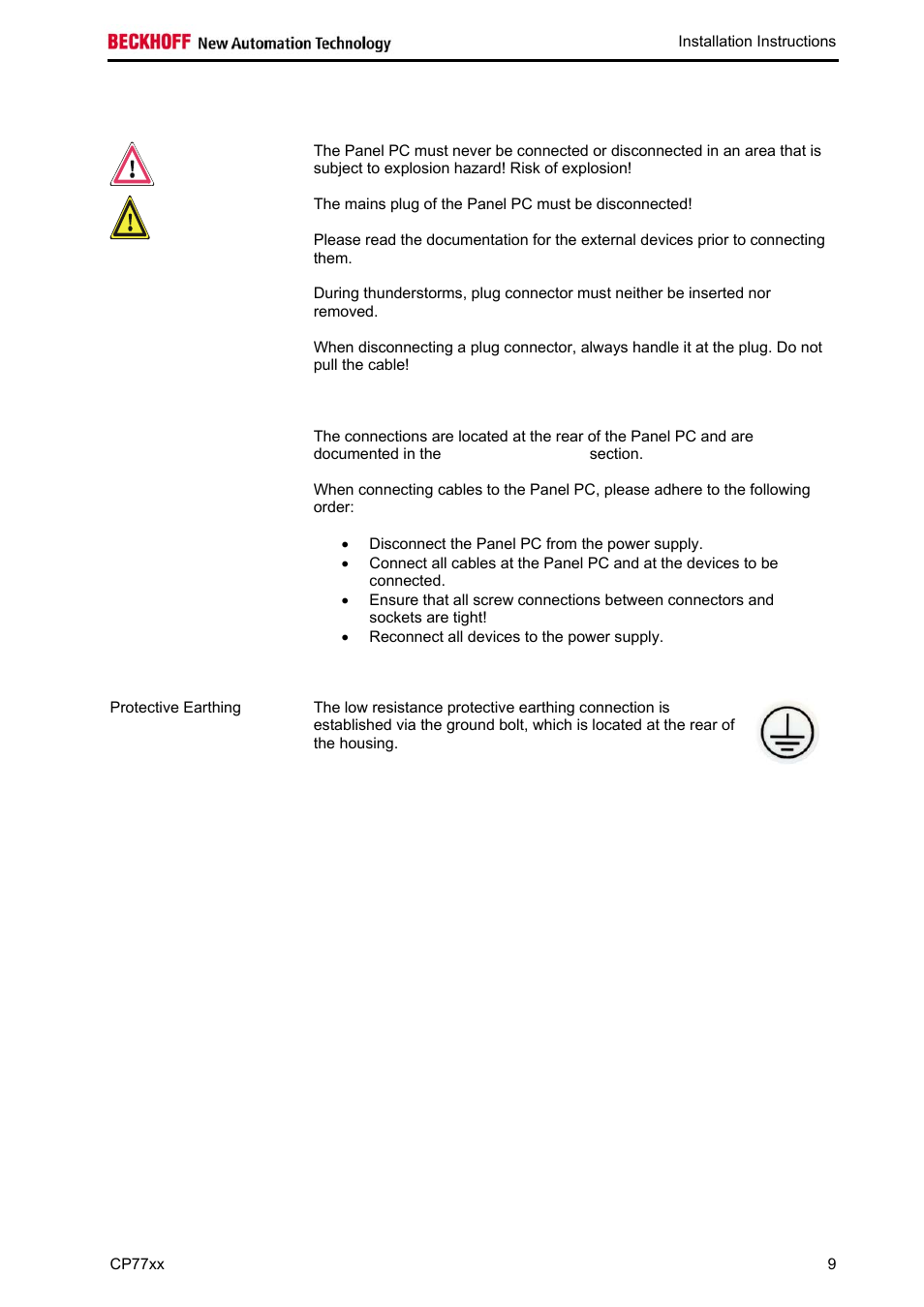 Connecting the panel pc | BECKHOFF CP77xx User Manual | Page 11 / 19