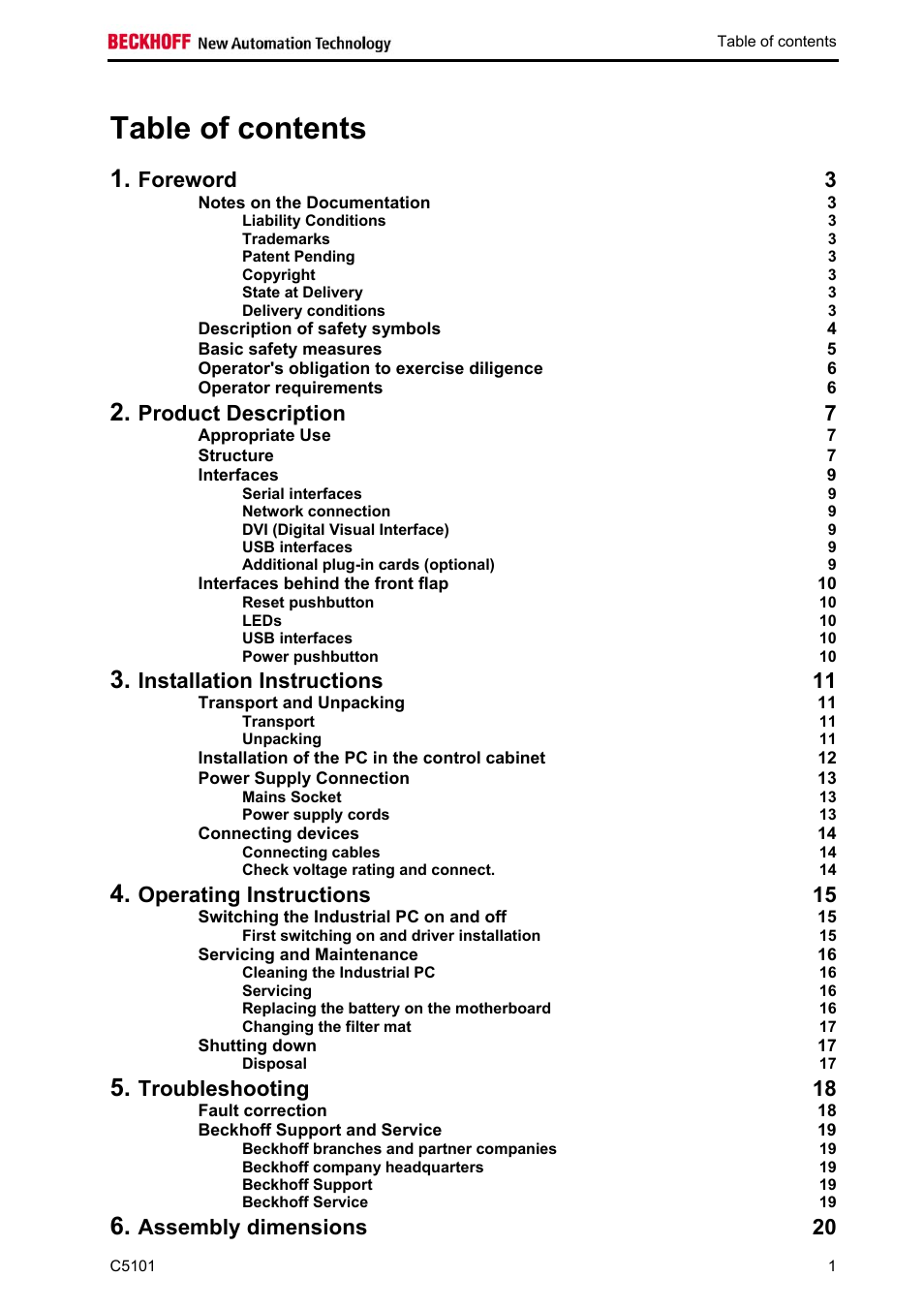 BECKHOFF C5101 User Manual | Page 3 / 23