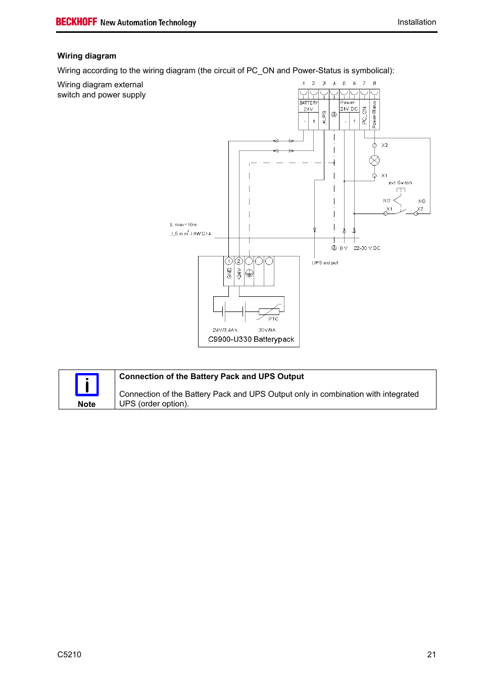 Wiring diagram | BECKHOFF C5210 User Manual | Page 23 / 33