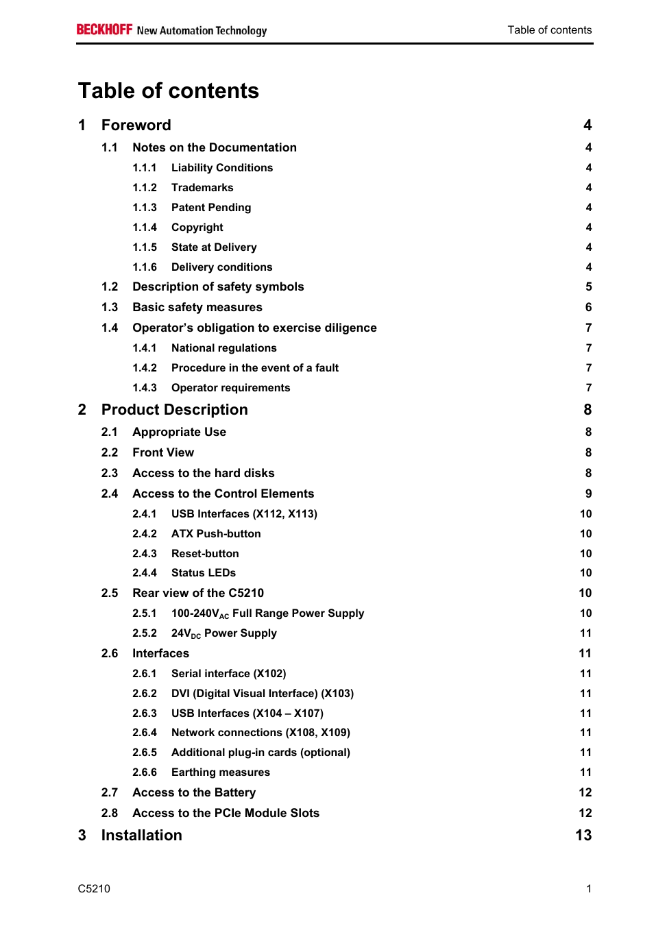 BECKHOFF C5210 User Manual | Page 3 / 33