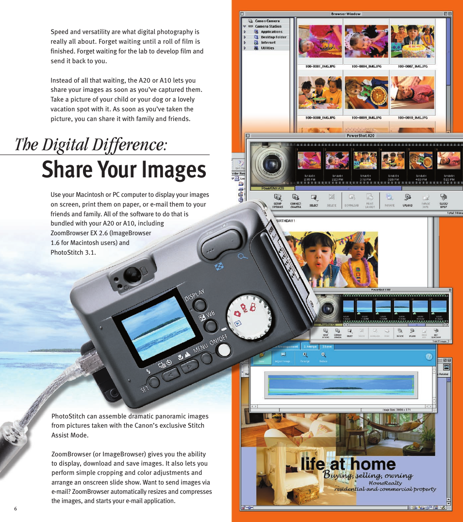 Share your images, The digital difference | Canon PowerShot A10 User Manual | Page 4 / 6
