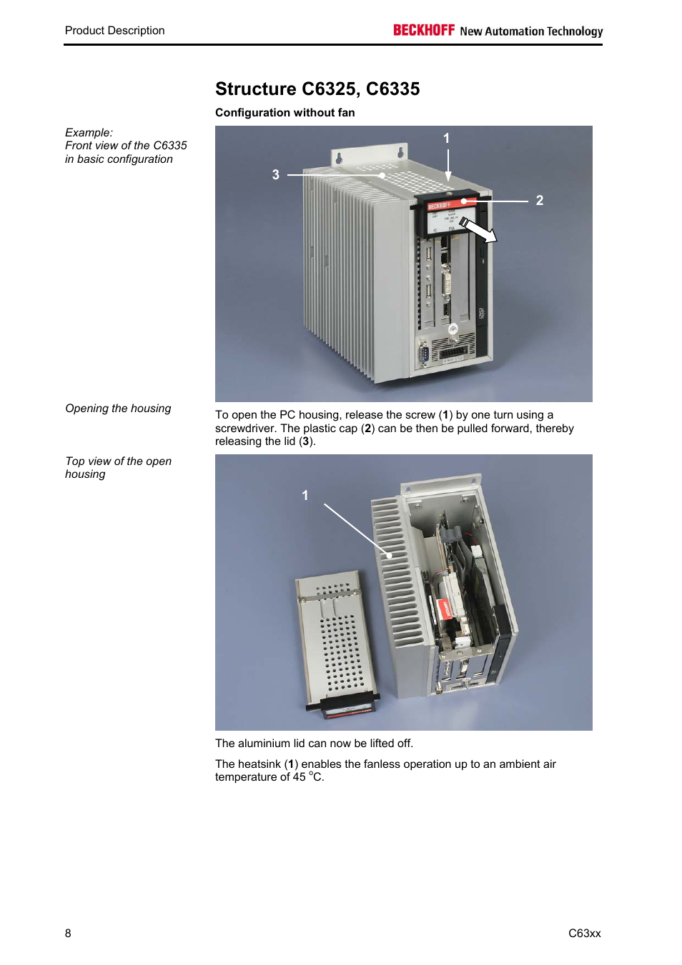 Structure c6325, c6335 | BECKHOFF C63xx-0030 User Manual | Page 10 / 34