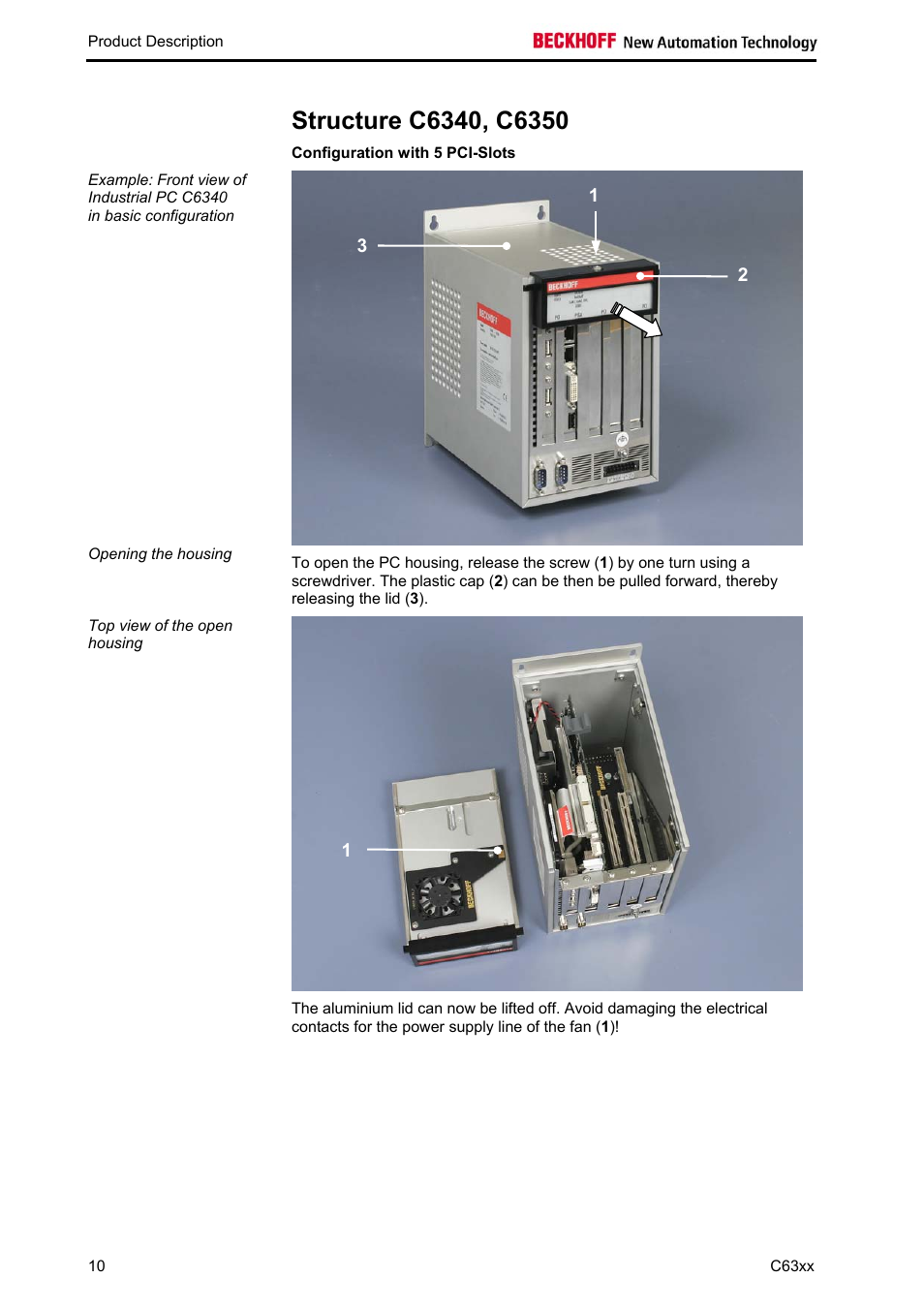 Structure c6340, c6350 | BECKHOFF C63xx-0030 User Manual | Page 12 / 34