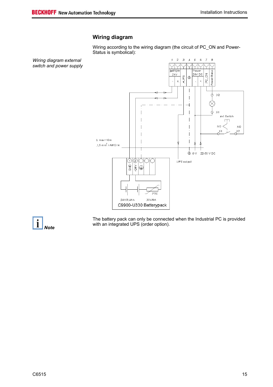 Wiring diagram | BECKHOFF C6515 User Manual | Page 17 / 25