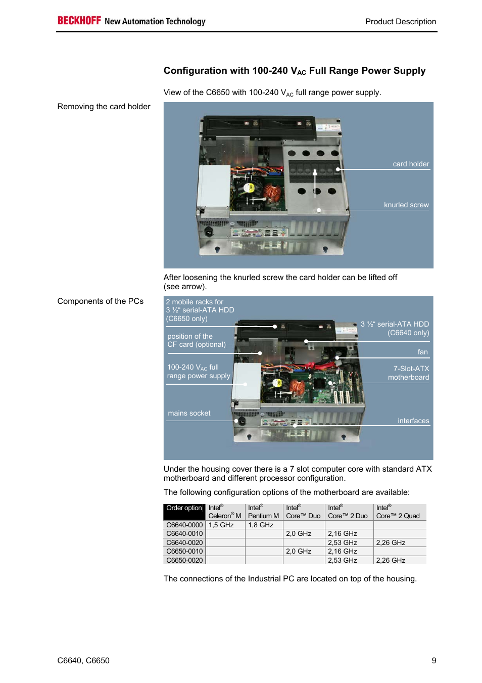 Configuration with 100-240 v, Full range power supply | BECKHOFF C6640 User Manual | Page 11 / 33