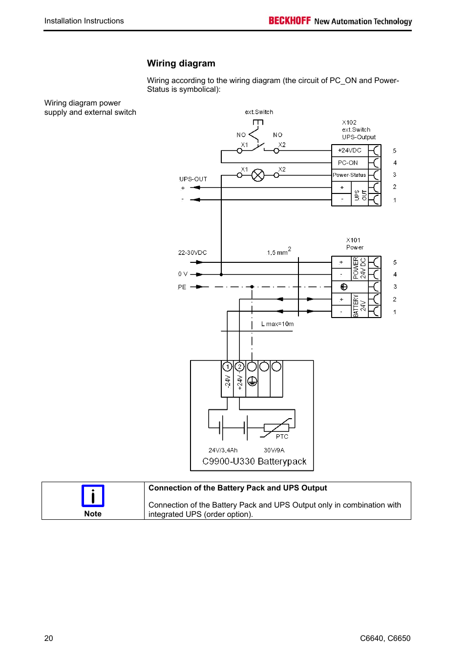 Wiring diagram | BECKHOFF C6640 User Manual | Page 22 / 33