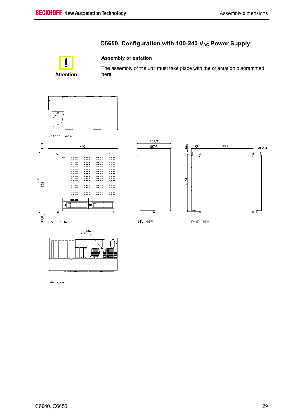 C6650, configuration with 100-240 vac power supply, C6650, configuration with 100-240 v, Power supply | BECKHOFF C6640 User Manual | Page 31 / 33