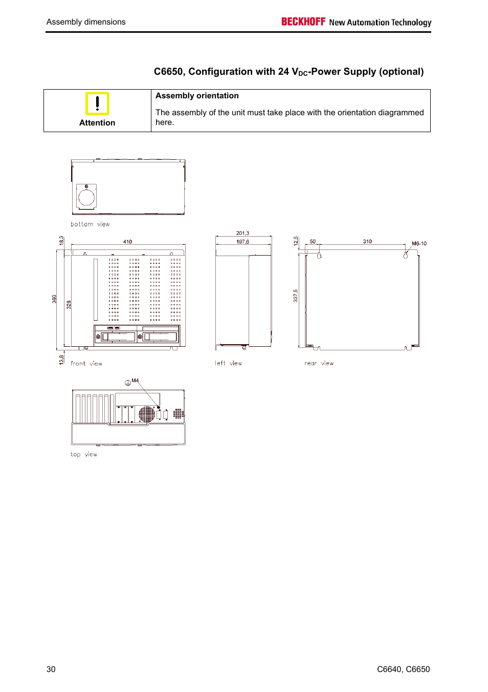 C6650, configuration with 24 v, Power supply (optional) | BECKHOFF C6640 User Manual | Page 32 / 33