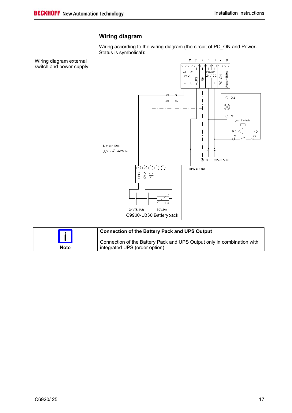 Wiring diagram | BECKHOFF C6920 User Manual | Page 19 / 32