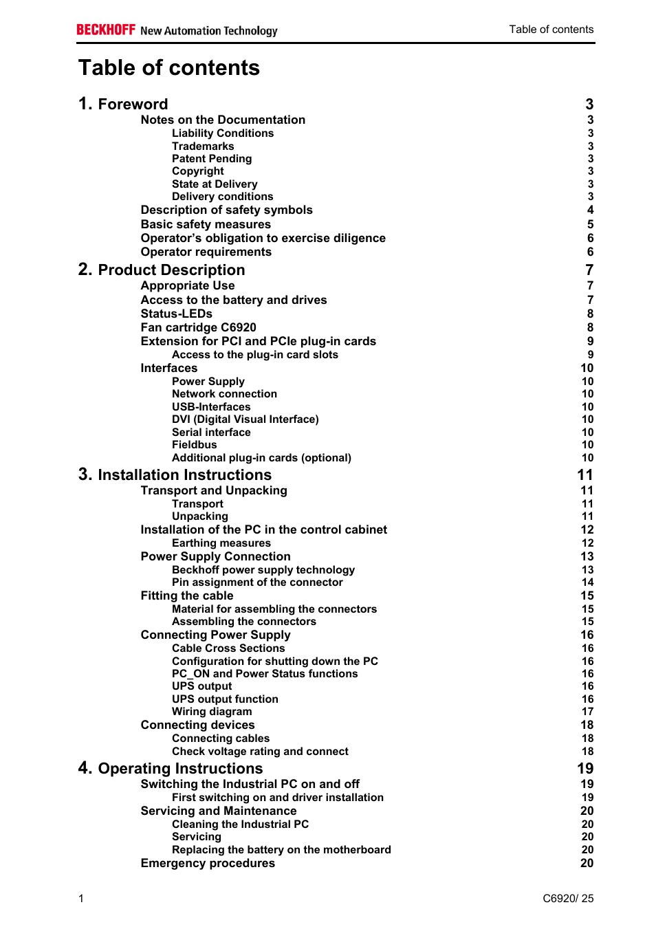 BECKHOFF C6920 User Manual | Page 3 / 32