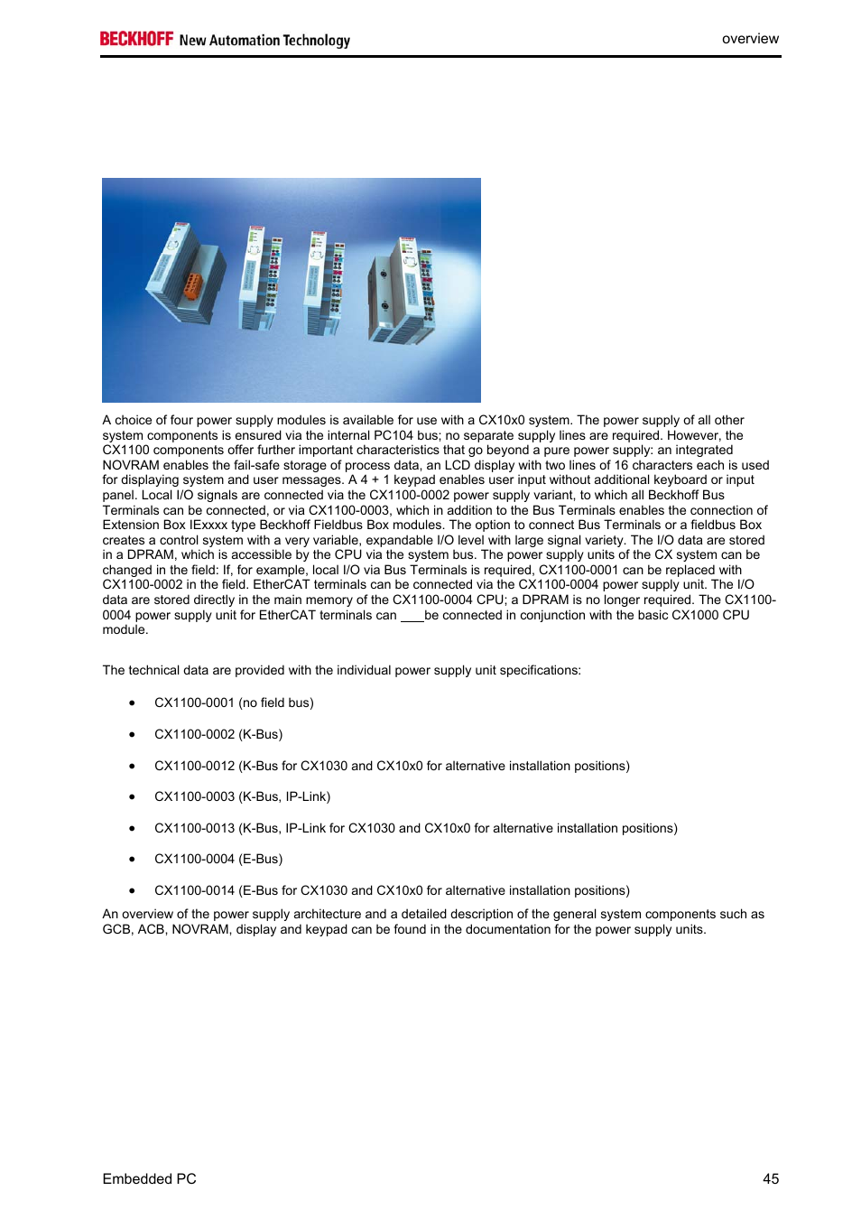 Power supply units | BECKHOFF CX1020 User Manual | Page 47 / 123