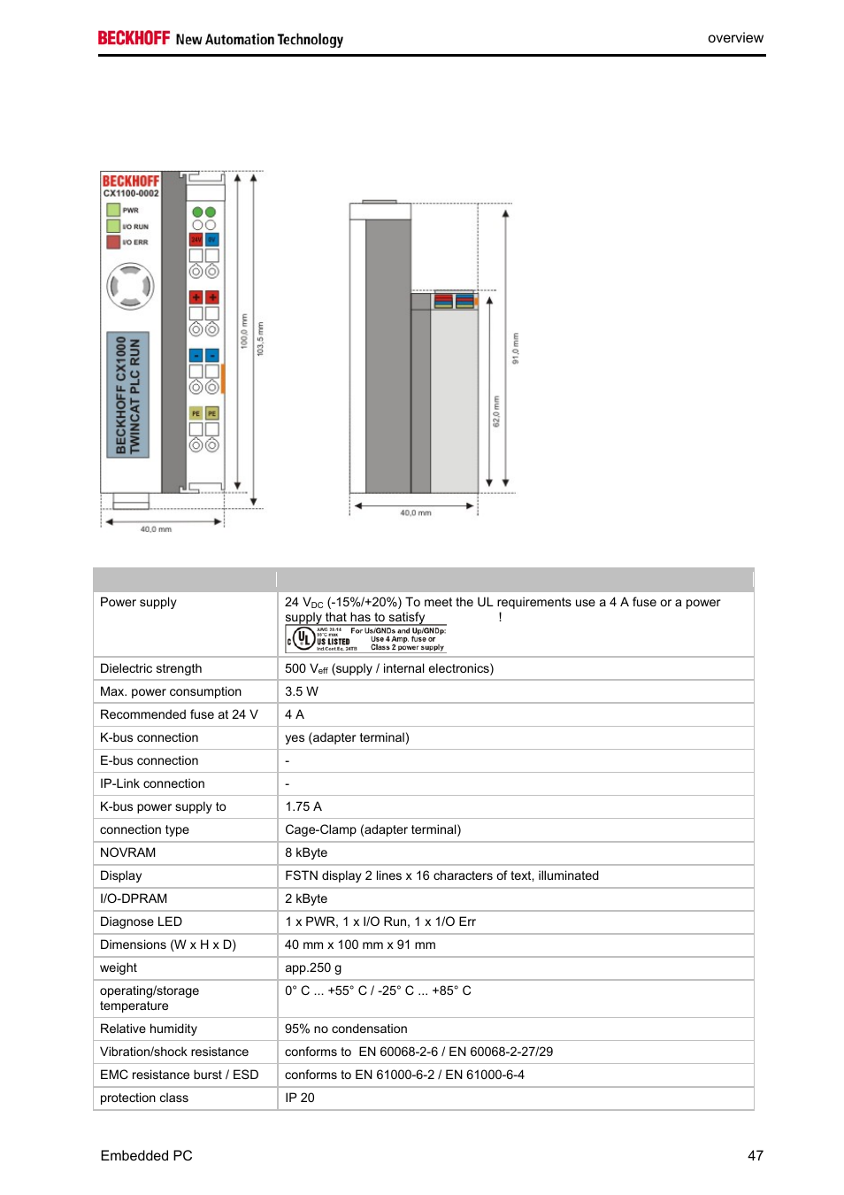 Dimensions | BECKHOFF CX1020 User Manual | Page 49 / 123