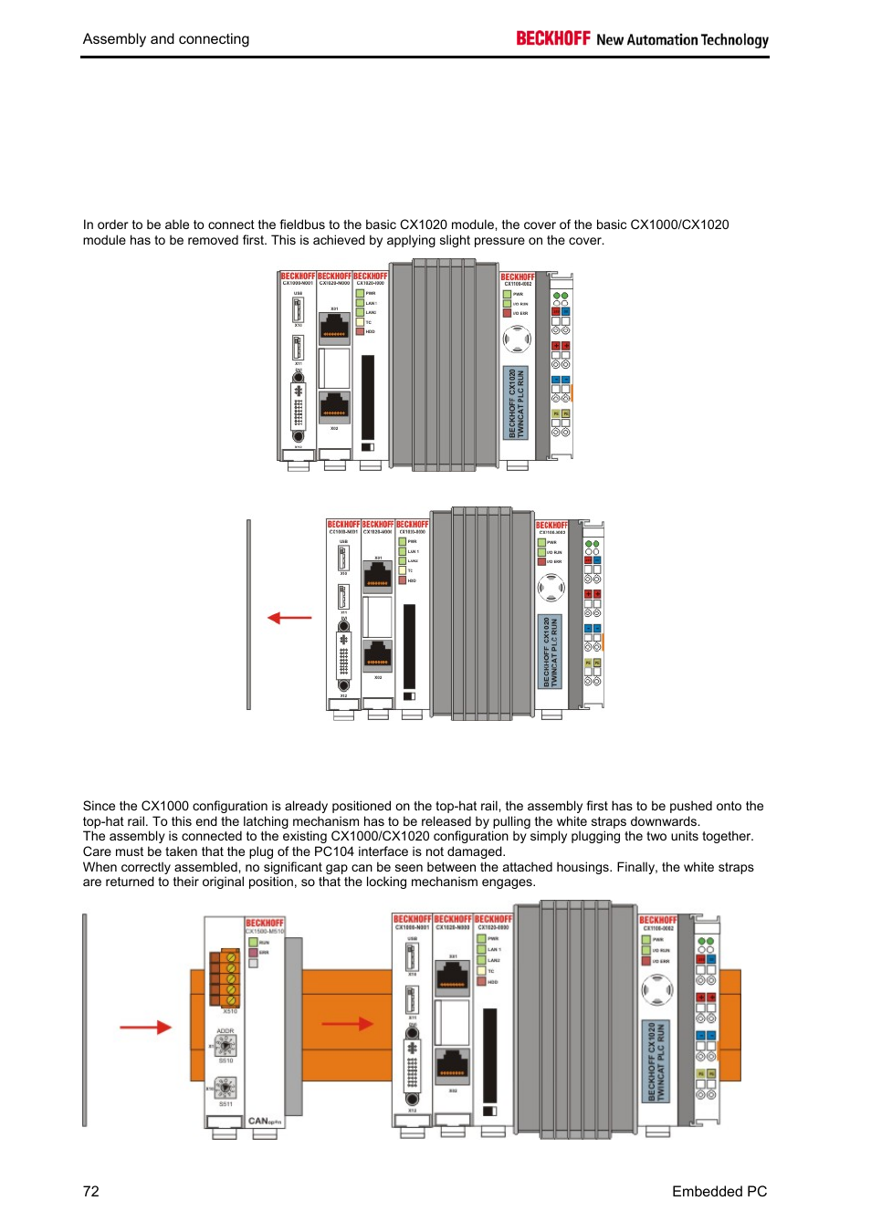 Mechanical installation of the fieldbus connection | BECKHOFF CX1020 User Manual | Page 74 / 123