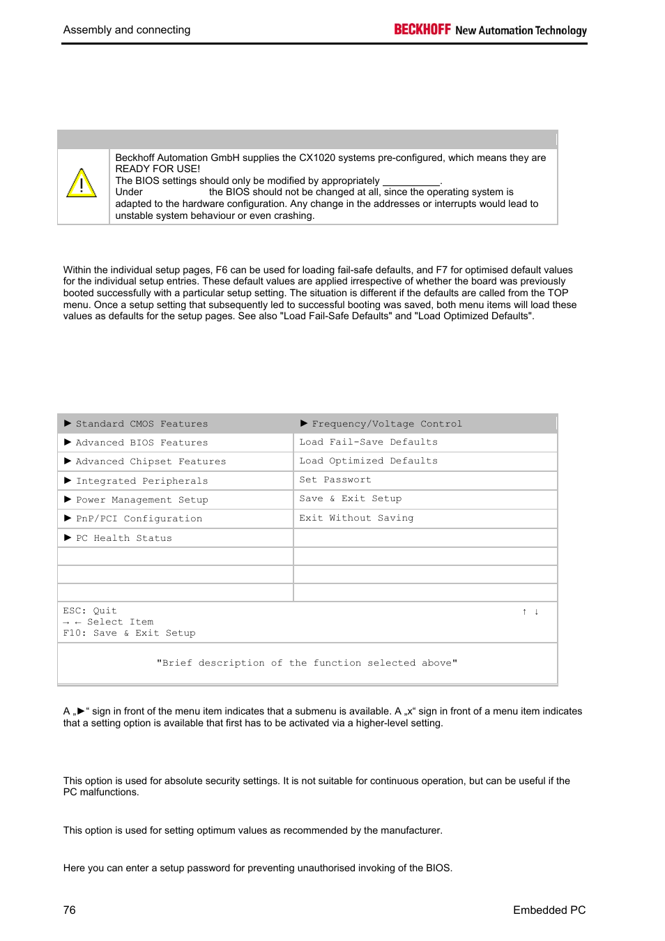 Top menu | BECKHOFF CX1020 User Manual | Page 78 / 123