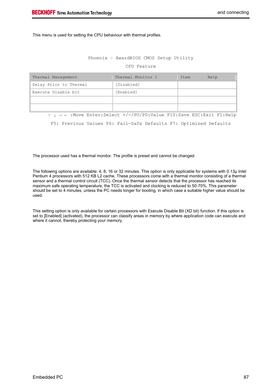 Cpu features | BECKHOFF CX1020 User Manual | Page 89 / 123