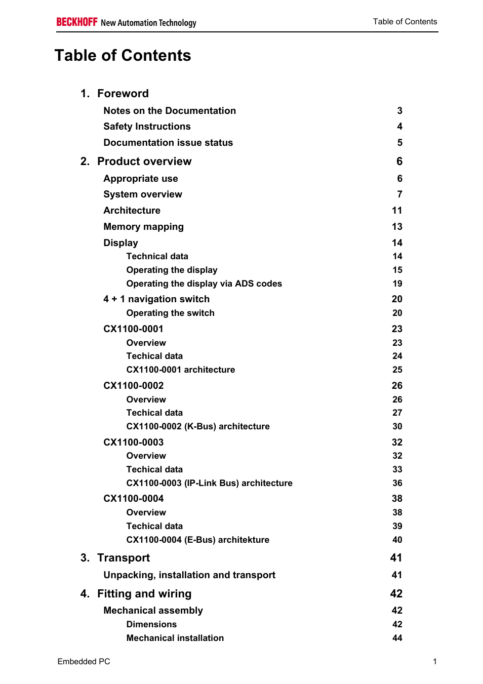 BECKHOFF CX1100-000x User Manual | Page 3 / 66