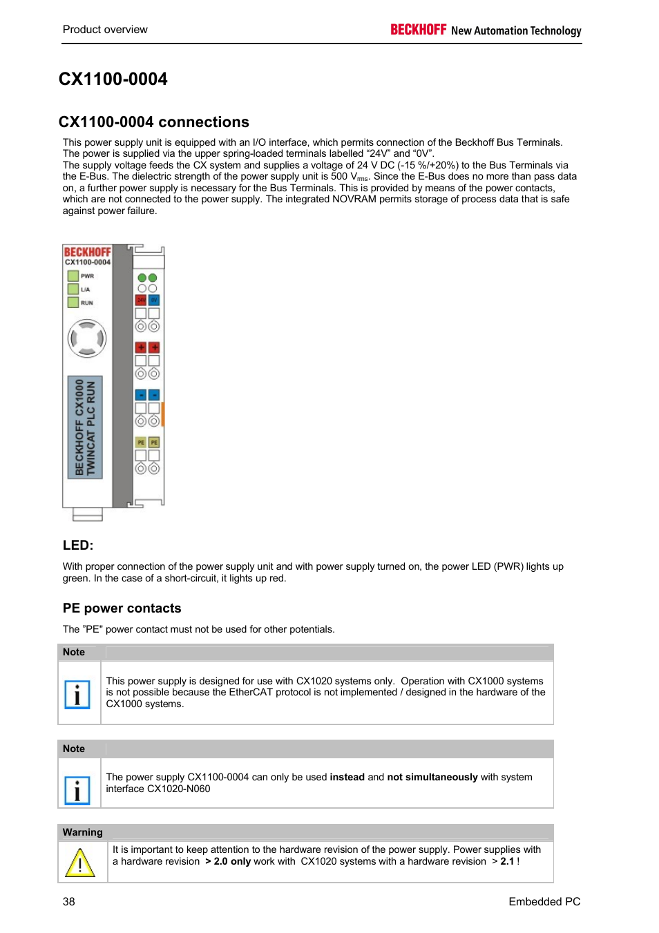 BECKHOFF CX1100-000x User Manual | Page 40 / 66