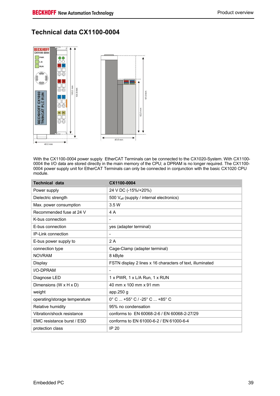 BECKHOFF CX1100-000x User Manual | Page 41 / 66