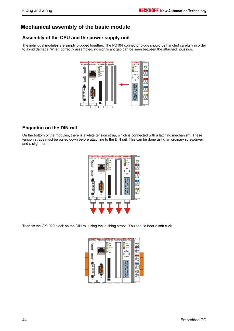 Mechanical assembly of the basic module | BECKHOFF CX1100-000x User Manual | Page 46 / 66