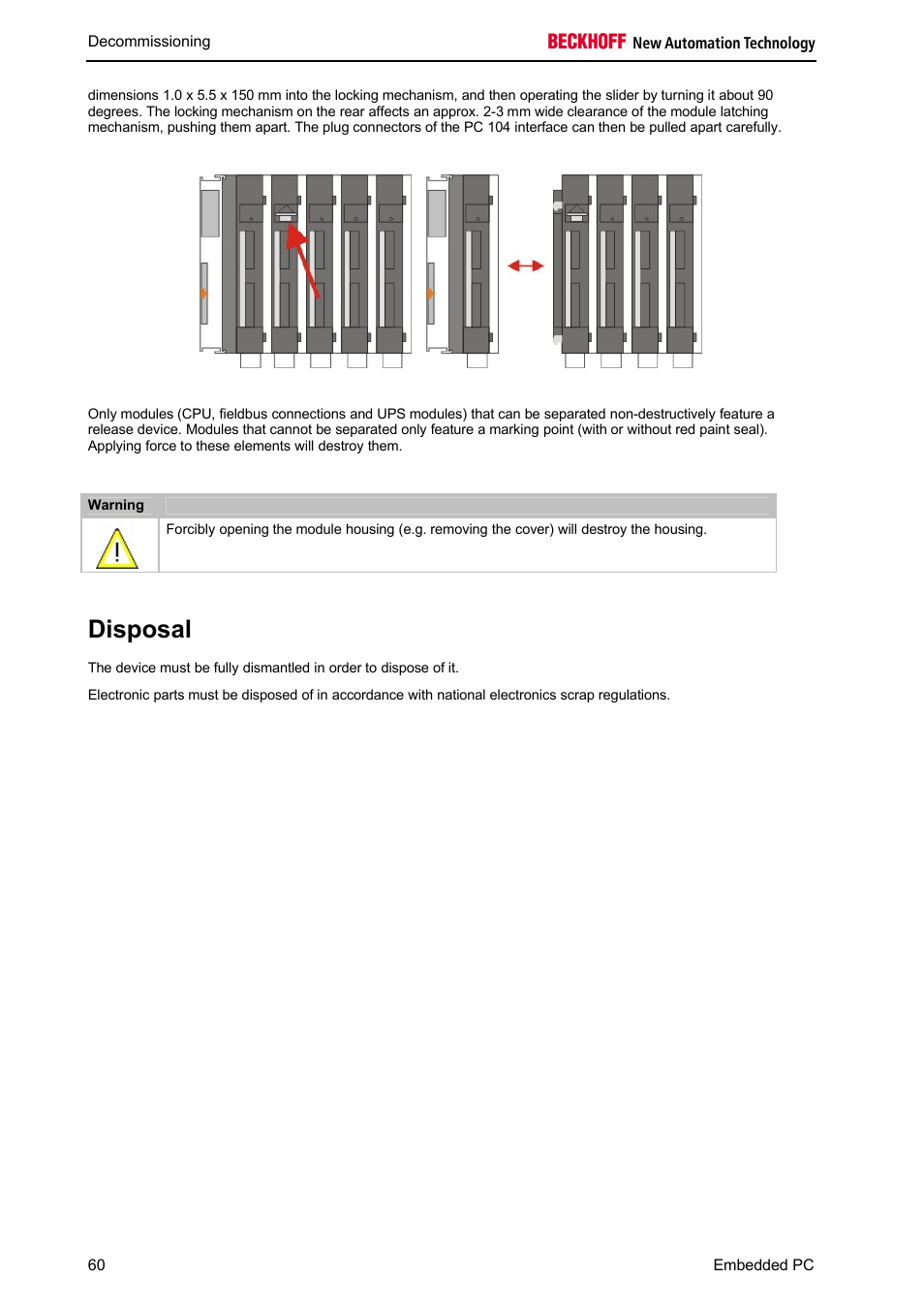 Disposal | BECKHOFF CX1100-000x User Manual | Page 62 / 66