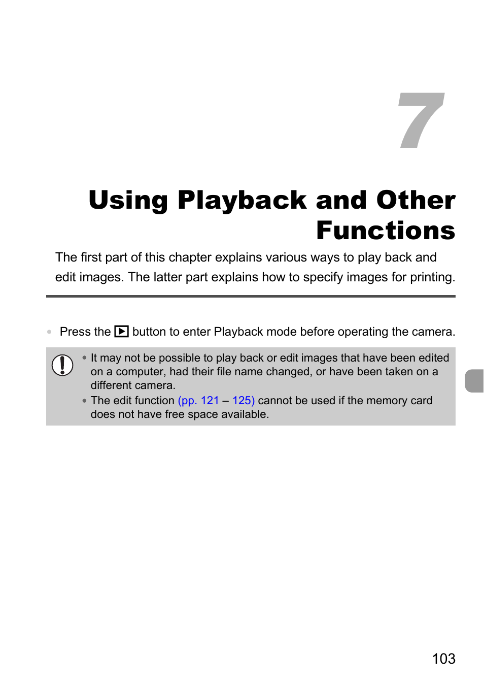 7 using playback and other functions, 7 using playback and other, Functions | Using playback and other functions | Canon IXUS 120 IS User Manual | Page 103 / 161