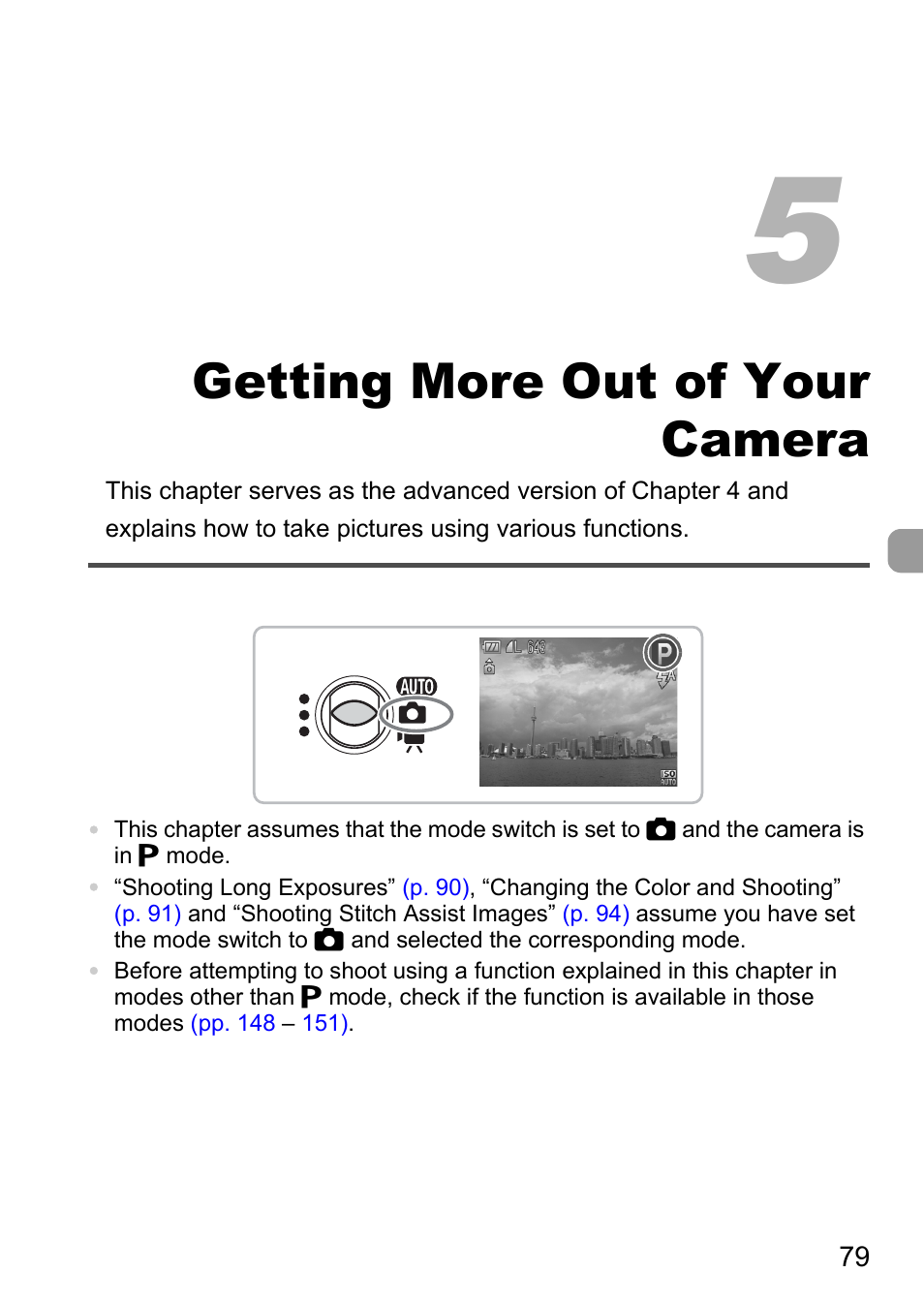 5 getting more out of your camera, 5 getting more out of, Your camera | Getting more out of your camera | Canon IXUS 120 IS User Manual | Page 79 / 161