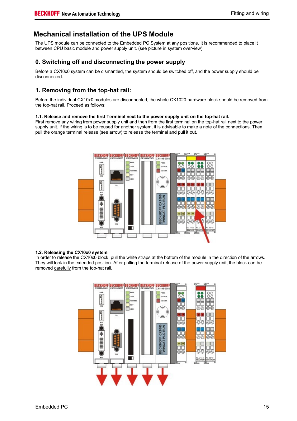 Mechanical installation of the ups module | BECKHOFF CX1100-09xx UPS User Manual | Page 17 / 44