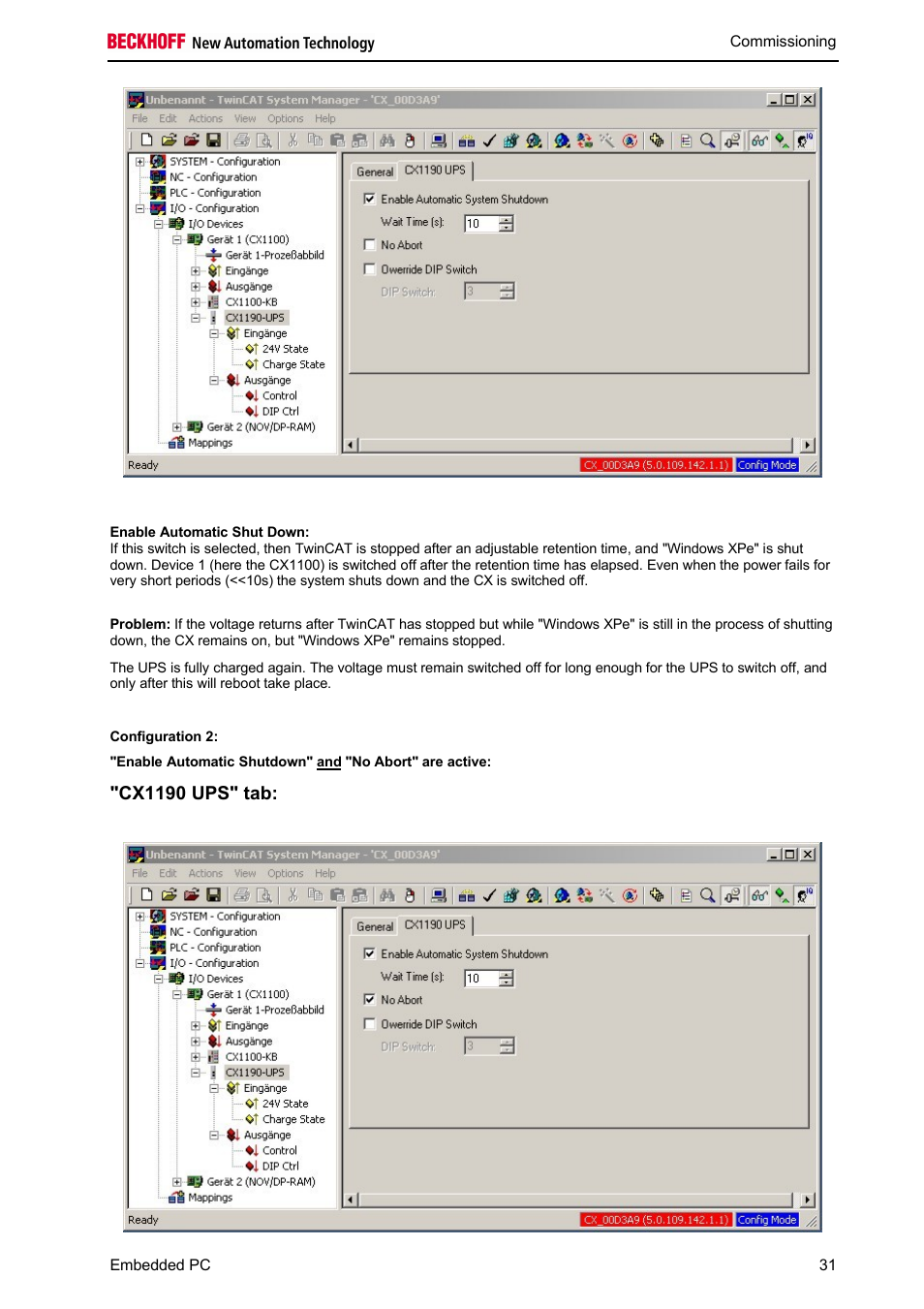 Cx1190 ups" tab | BECKHOFF CX1100-09xx UPS User Manual | Page 33 / 44