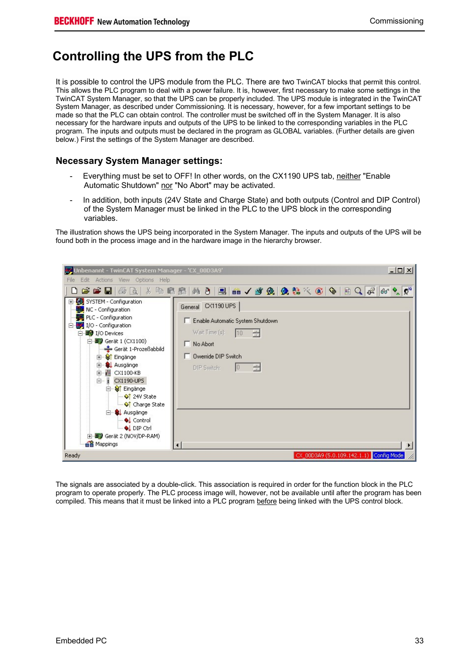 Controlling the ups from the plc | BECKHOFF CX1100-09xx UPS User Manual | Page 35 / 44