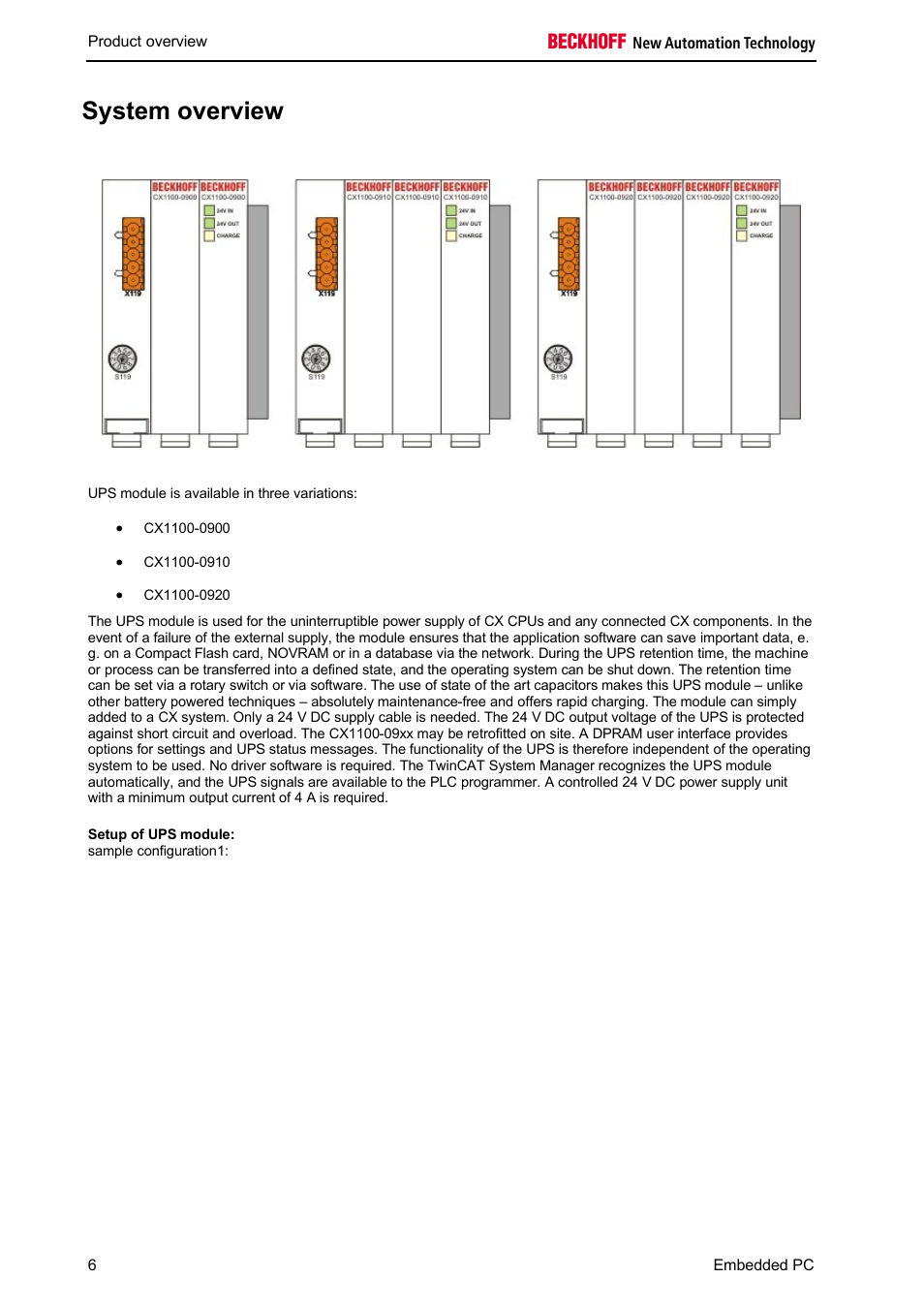 System overview | BECKHOFF CX1100-09xx UPS User Manual | Page 8 / 44