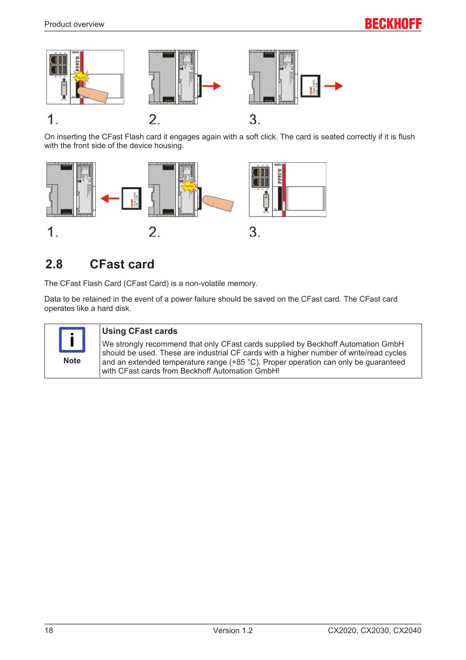 8 cfast card | BECKHOFF CX2020 User Manual | Page 18 / 47