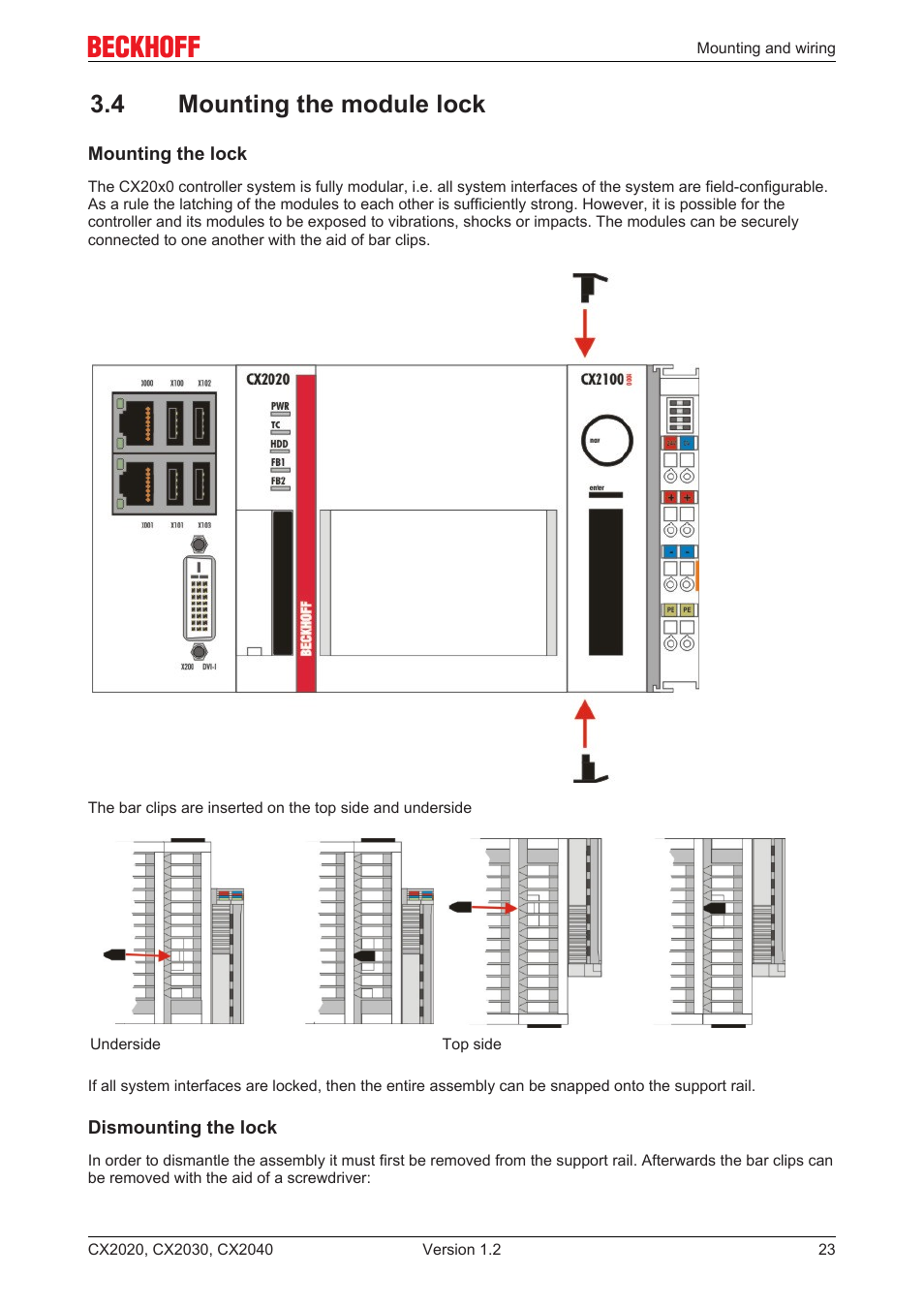 4 mounting the module lock | BECKHOFF CX2020 User Manual | Page 23 / 47