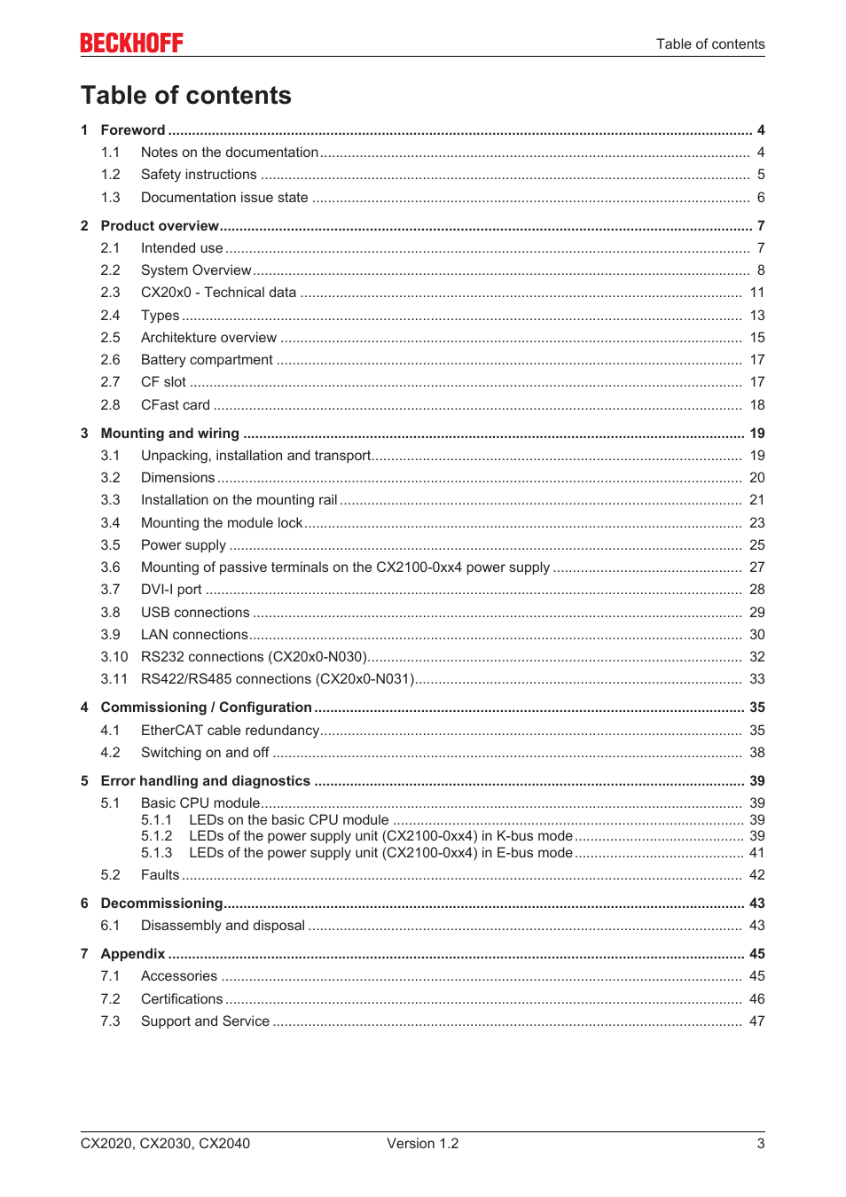 BECKHOFF CX2020 User Manual | Page 3 / 47