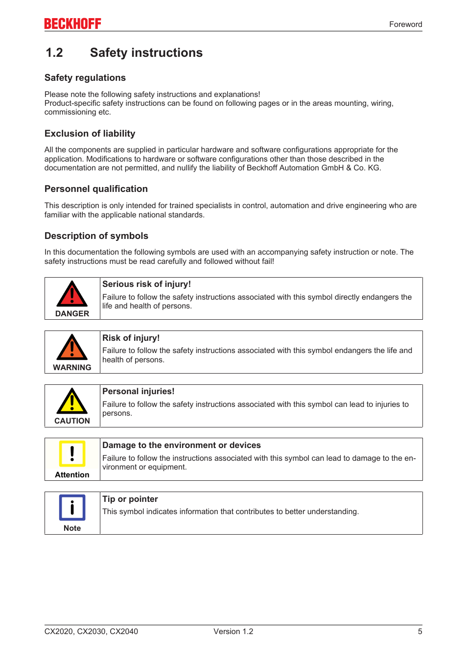 2 safety instructions | BECKHOFF CX2020 User Manual | Page 5 / 47