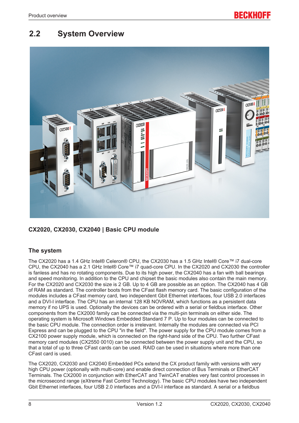 2 system overview | BECKHOFF CX2020 User Manual | Page 8 / 47