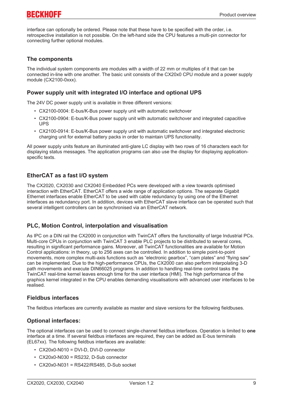 BECKHOFF CX2020 User Manual | Page 9 / 47