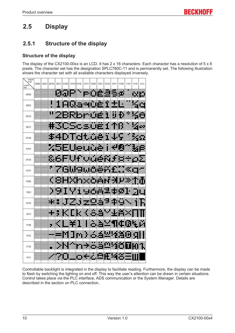 5 display, 1 structure of the display | BECKHOFF CX2100­00x4 User Manual | Page 10 / 45