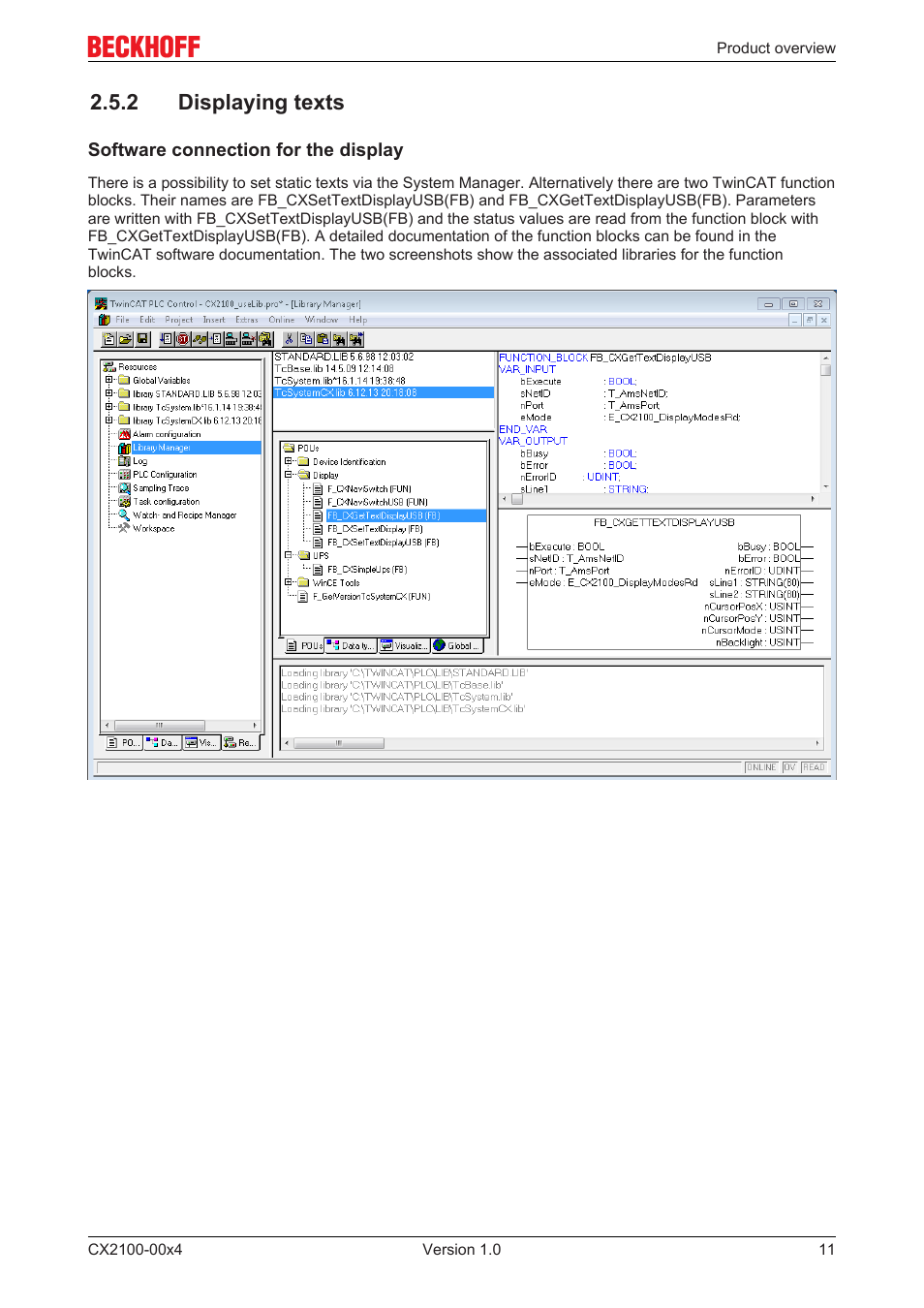 2 displaying texts | BECKHOFF CX2100­00x4 User Manual | Page 11 / 45