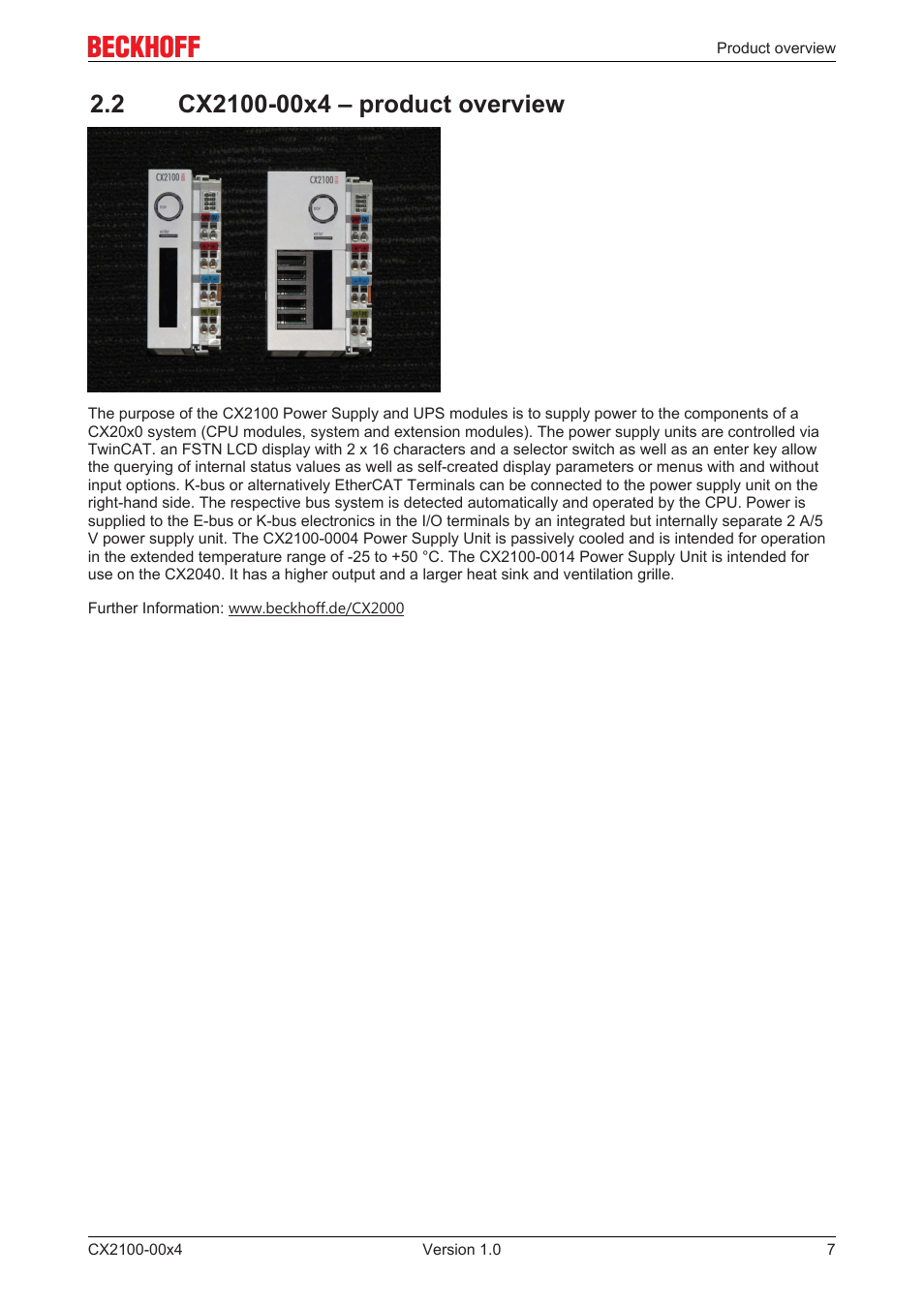 2 cx2100-00x4 – product overview | BECKHOFF CX2100­00x4 User Manual | Page 7 / 45